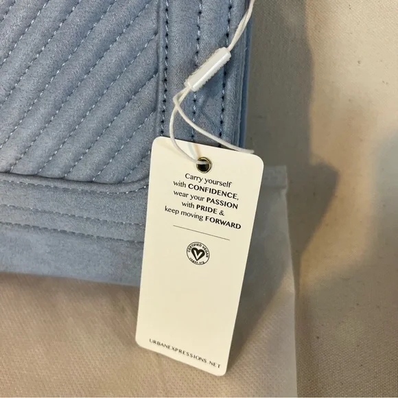 Urban‎ Expressions Blue Vegan Suede Clutch Bag or Crossbody Bag NWT Retro Bold - Picture 5 of 15